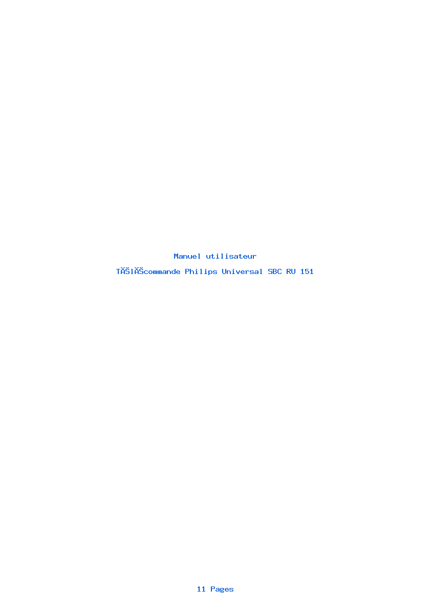 Page 1 de la notice Manuel utilisateur Philips Universal SBC RU 151