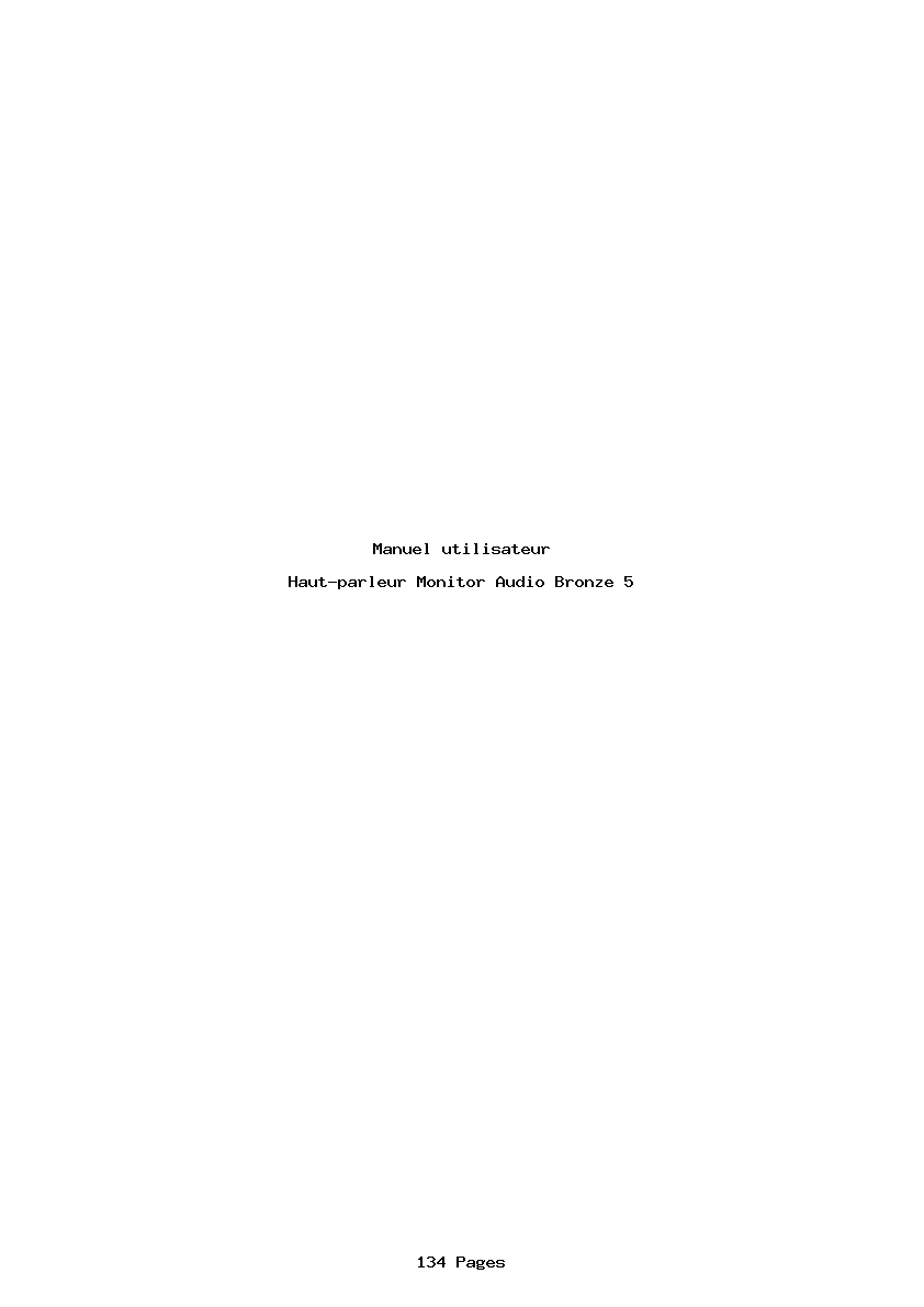 Page 1 de la notice Manuel utilisateur Monitor Audio Bronze 5