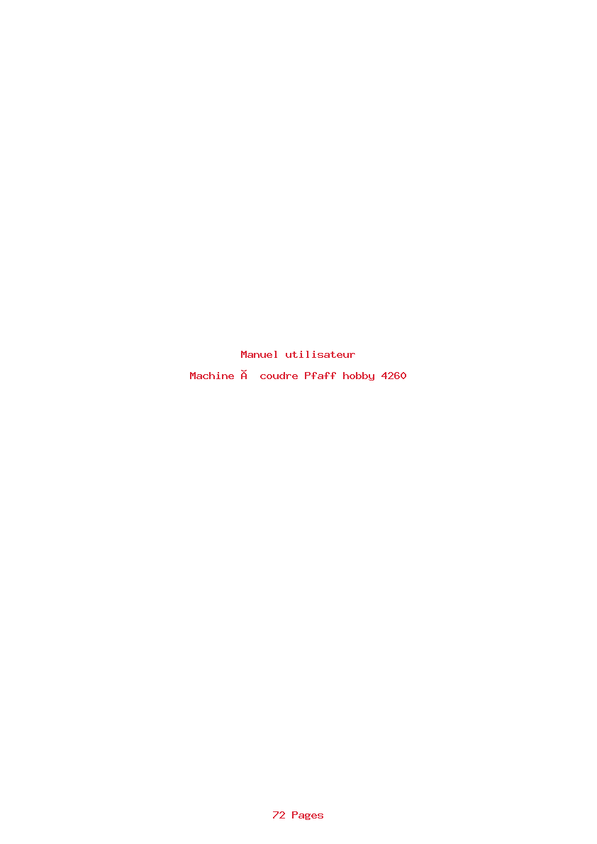 Page 1 de la notice Manuel utilisateur Pfaff hobby 4260