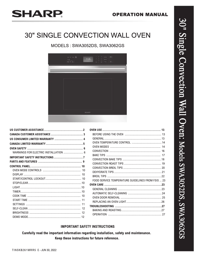 Page 1 de la notice Manuel utilisateur Sharp SWA3052DS