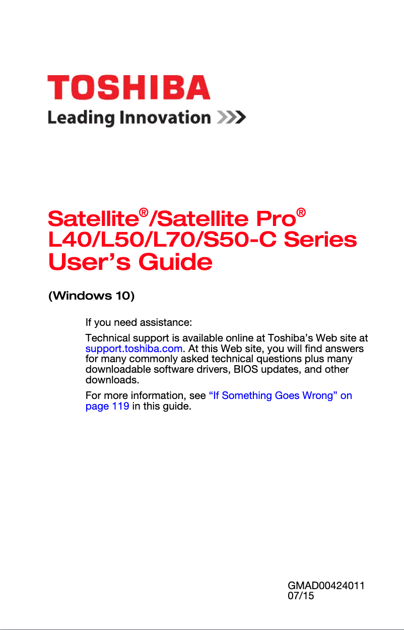 Página 1 del manual Manual de usuario Toshiba Satellite Pro L70