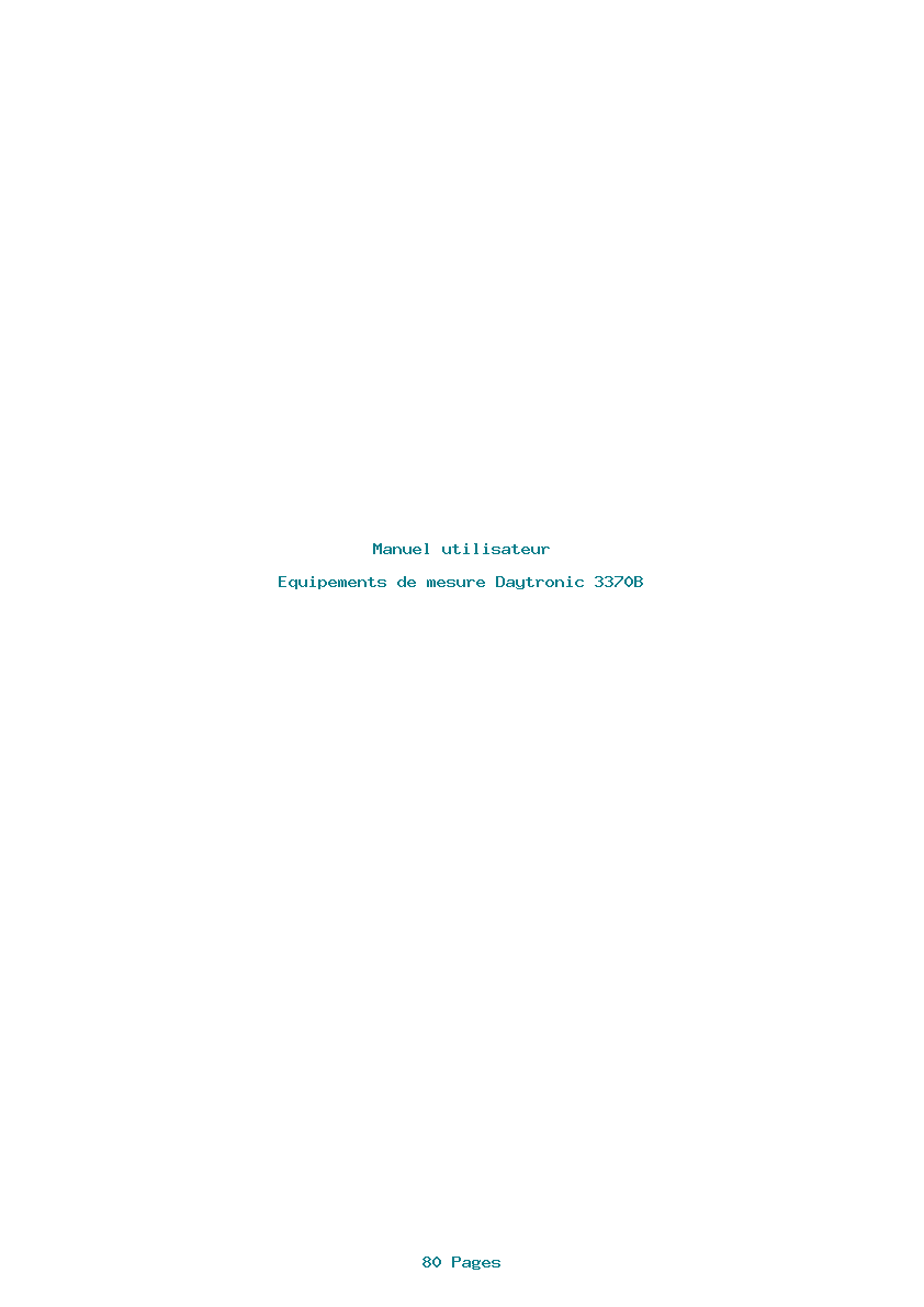 Page 1 de la notice Manuel utilisateur Daytronic 3370B