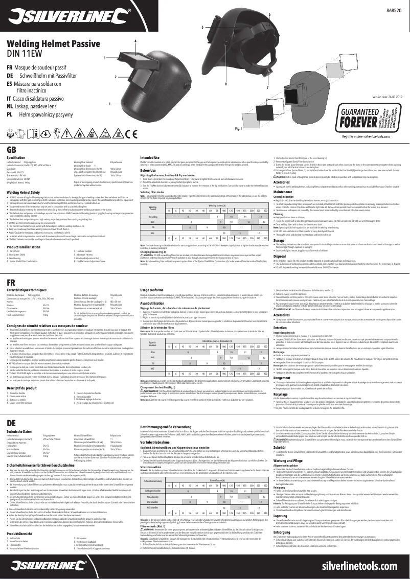 Page 1 de la notice Manuel utilisateur Silverline 868520