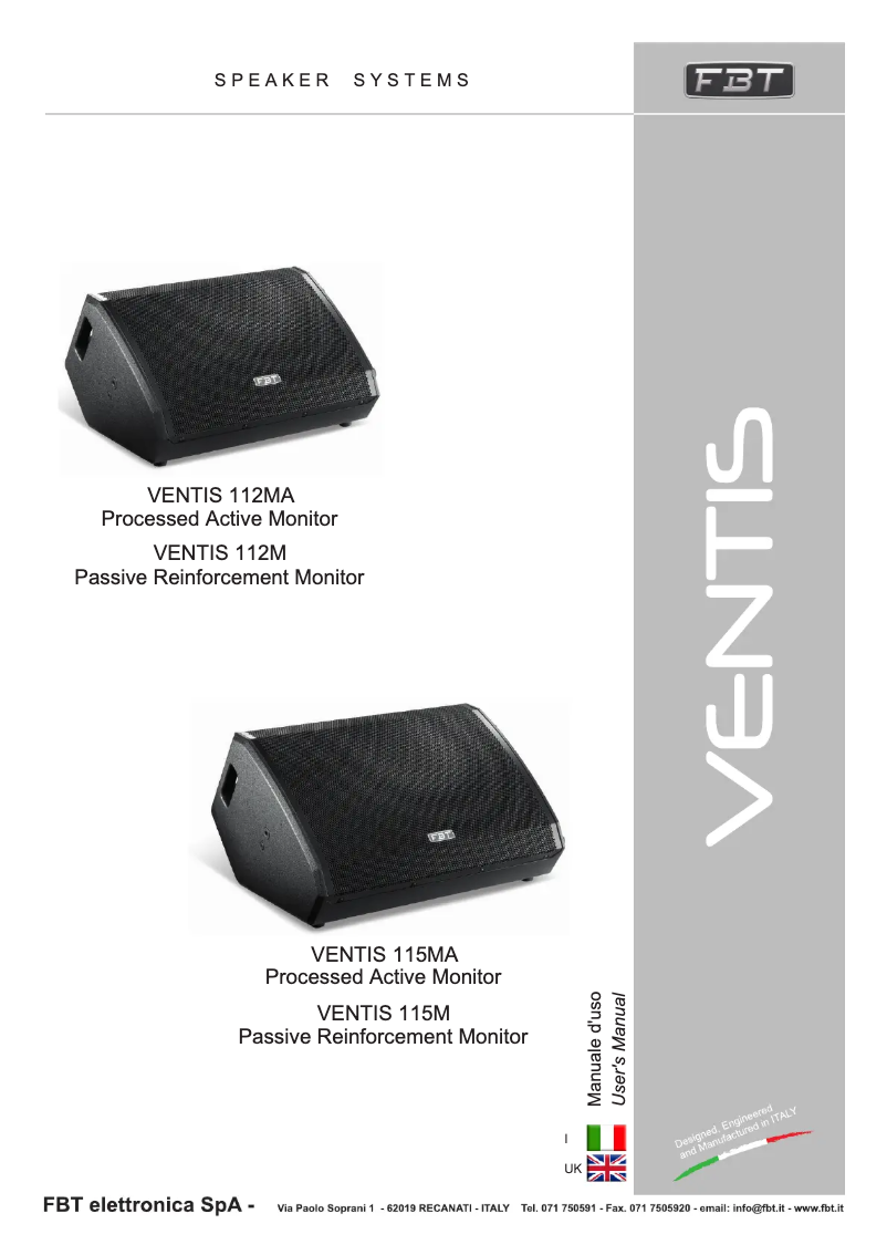 Page 1 de la notice Manuel utilisateur FBT VENTIS 112M