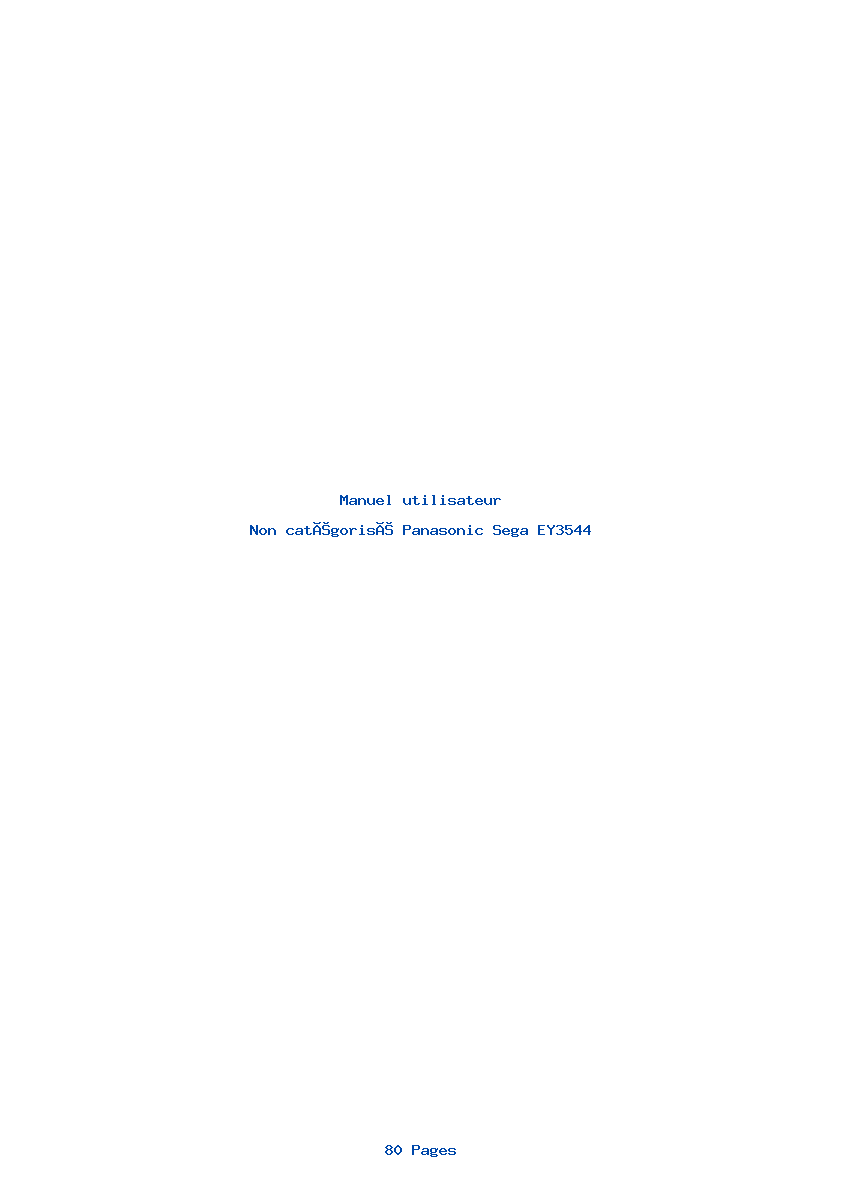 Page 1 de la notice Manuel utilisateur Panasonic Sega EY3544