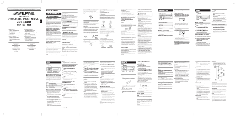 Page 1 of the manual User Manual Alpine CDE-120R