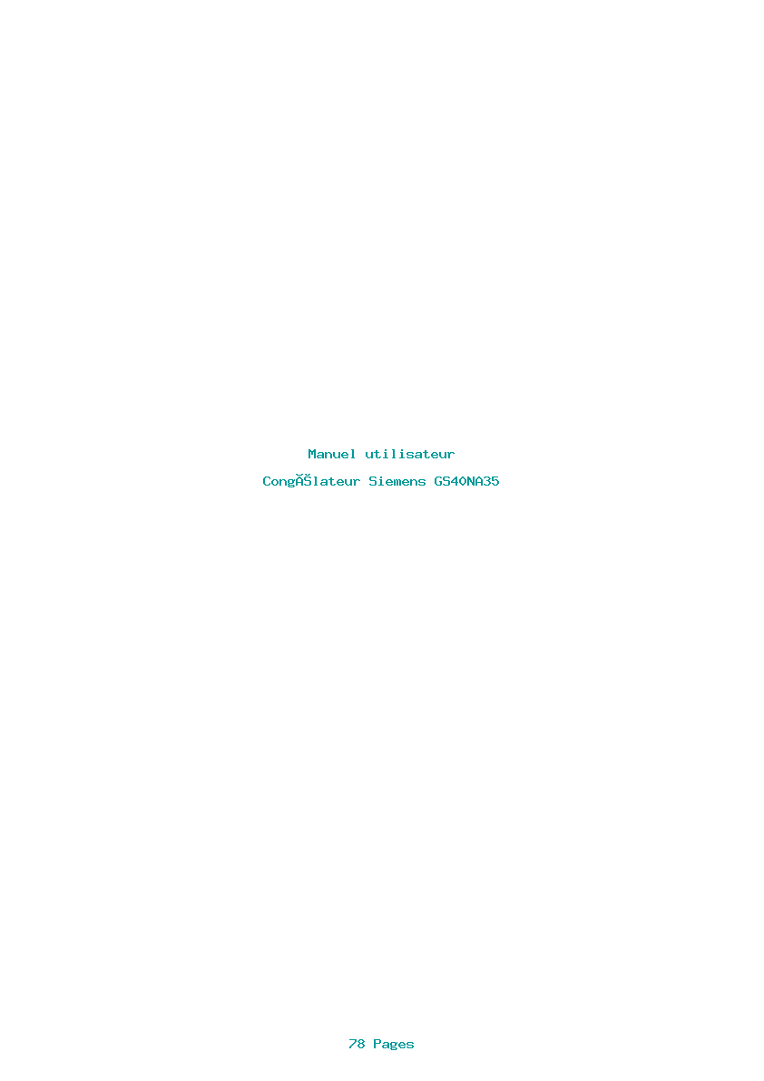 Page 1 de la notice Manuel utilisateur Siemens GS40NA35