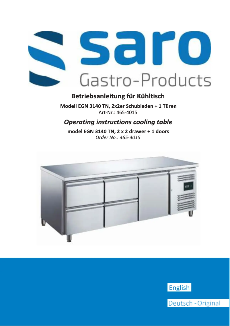 Page 1 de la notice Manuel utilisateur Saro EGN 3140 TN