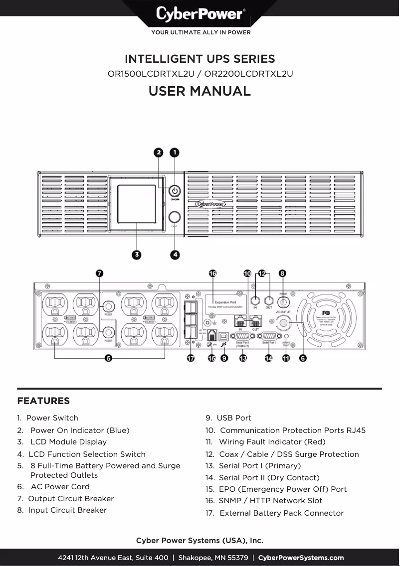 Página 1 del manual Manual de usuario CyberPower OR2200LCDRTXL2U