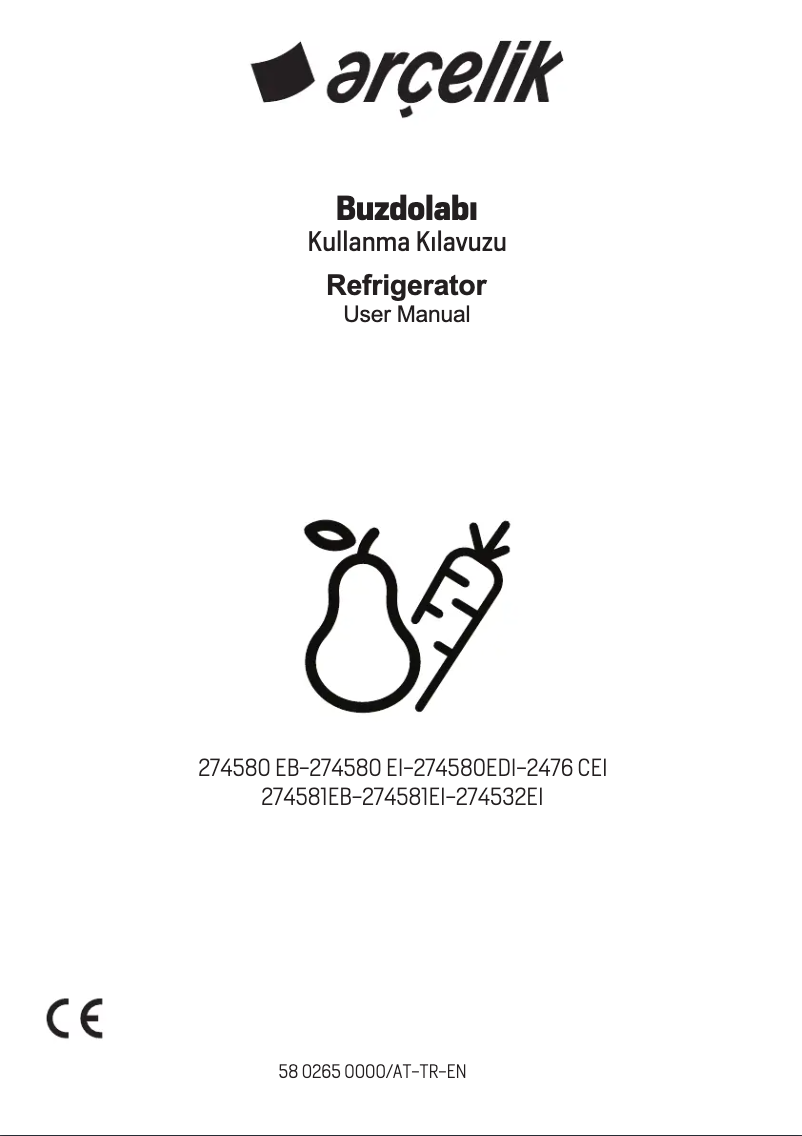 Page 1 de la notice Manuel utilisateur Arçelik 274532 EI