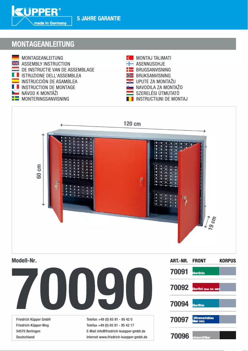 Page 1 de la notice Manuel utilisateur Küpper 70092