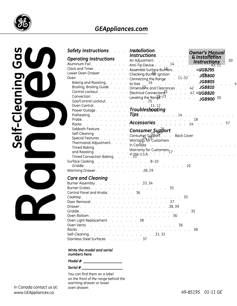 Page 1 de la notice Guide d'installation GE Profile JGB900SELSS