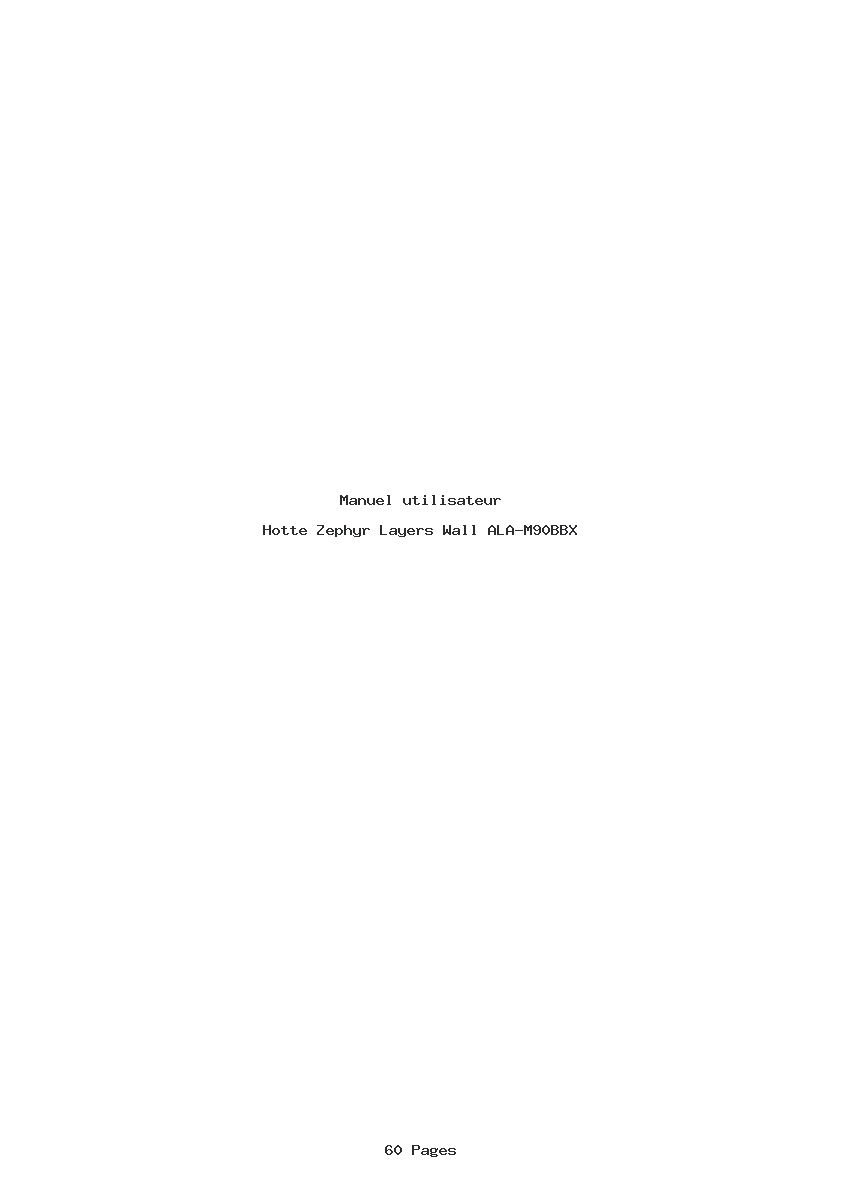 Page 1 de la notice Manuel utilisateur Zephyr Layers Wall ALA-M90BBX
