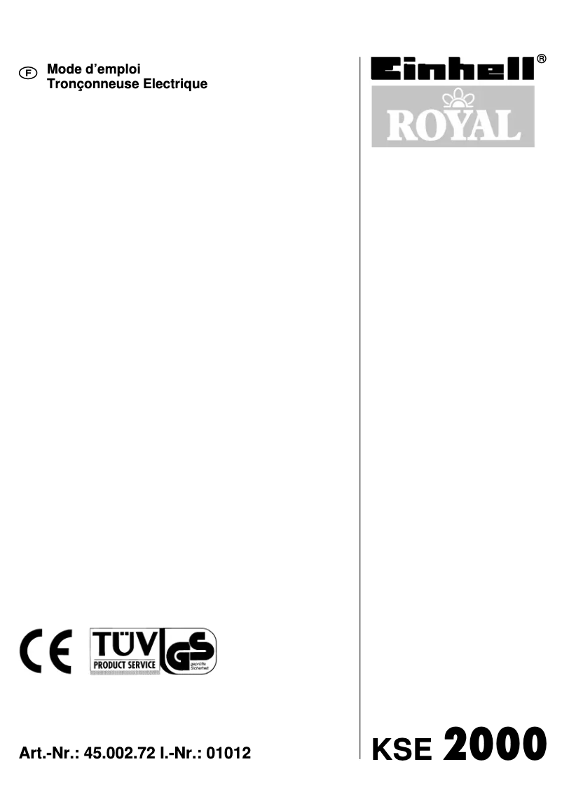 Página 1 del manual Manual de usuario Einhell Royal KSE 2000