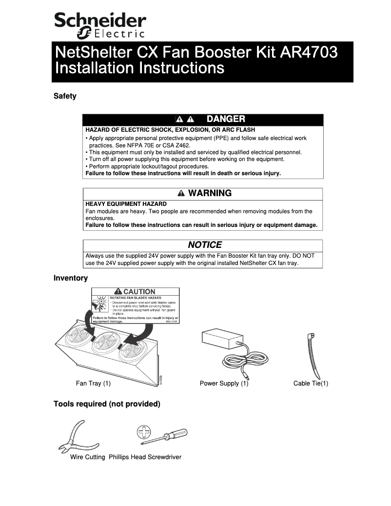 Page 1 de la notice Manuel utilisateur APC NetShelter CX AR4703