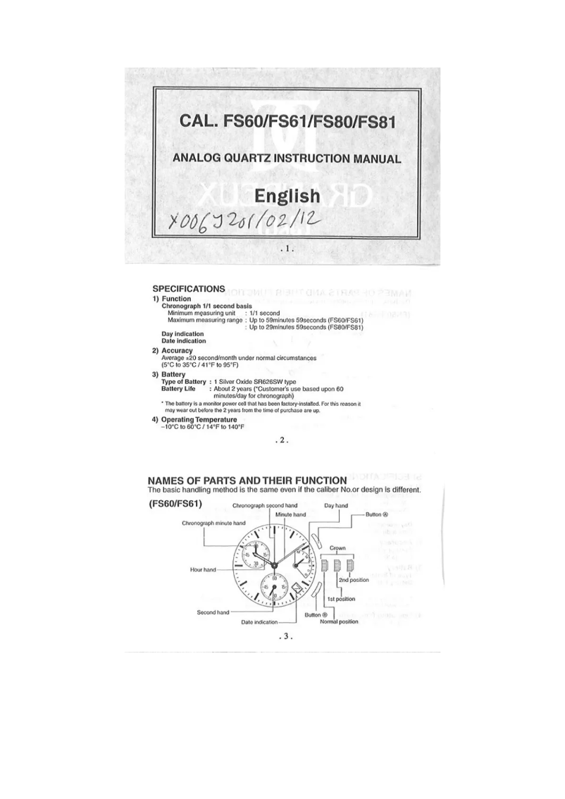 Page 1 de la notice Manuel utilisateur Grandeux FS81