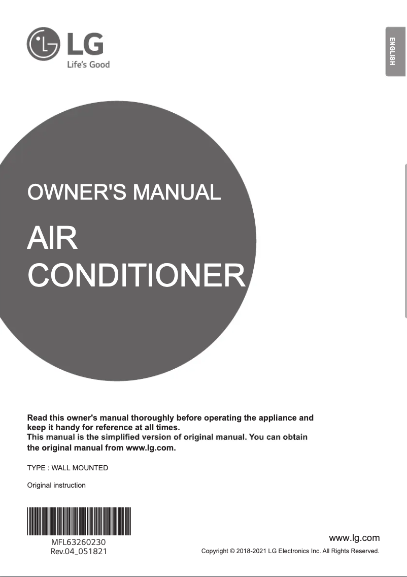 Page 1 of the manual User Manual LG AMNQ12GSJC0