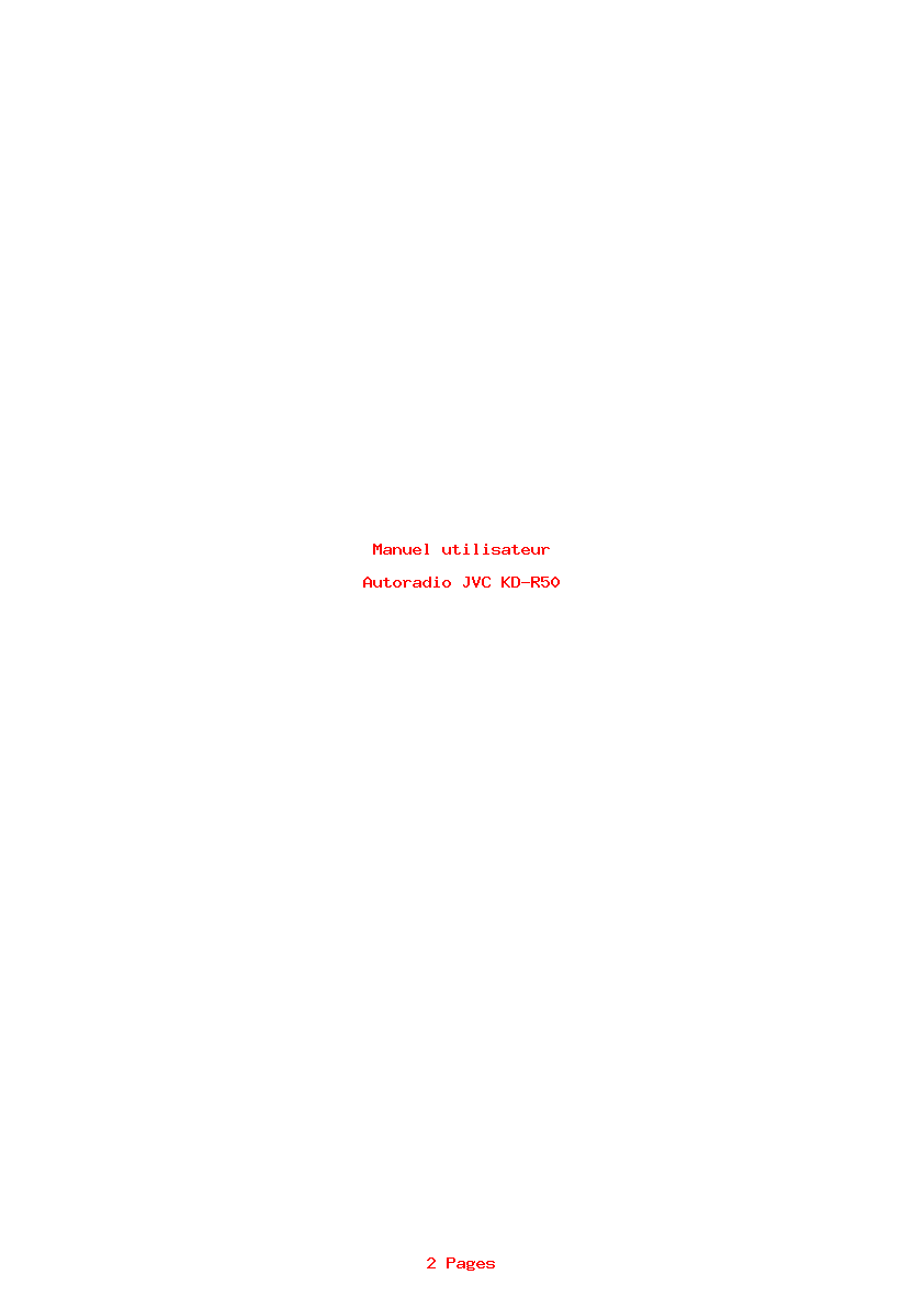 Page 1 de la notice Manuel utilisateur JVC KD-R50