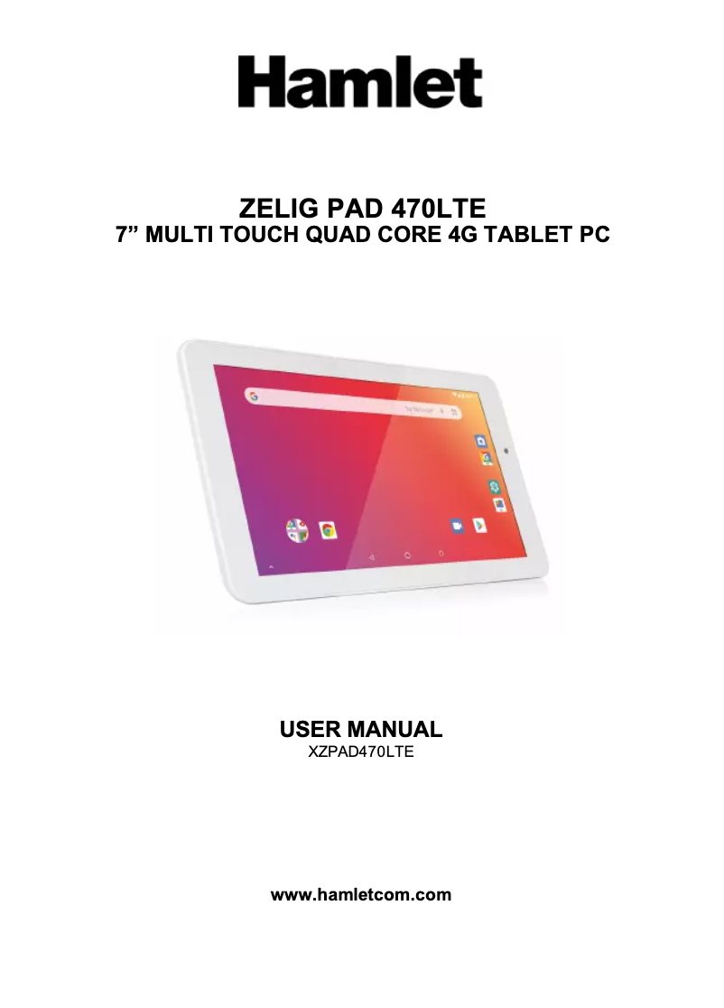 Page 1 de la notice Manuel utilisateur Hamlet Zelig Pad XZPAD470LTE