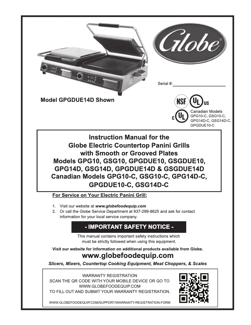 Page 1 de la notice Manuel utilisateur Globe GSGDUE10