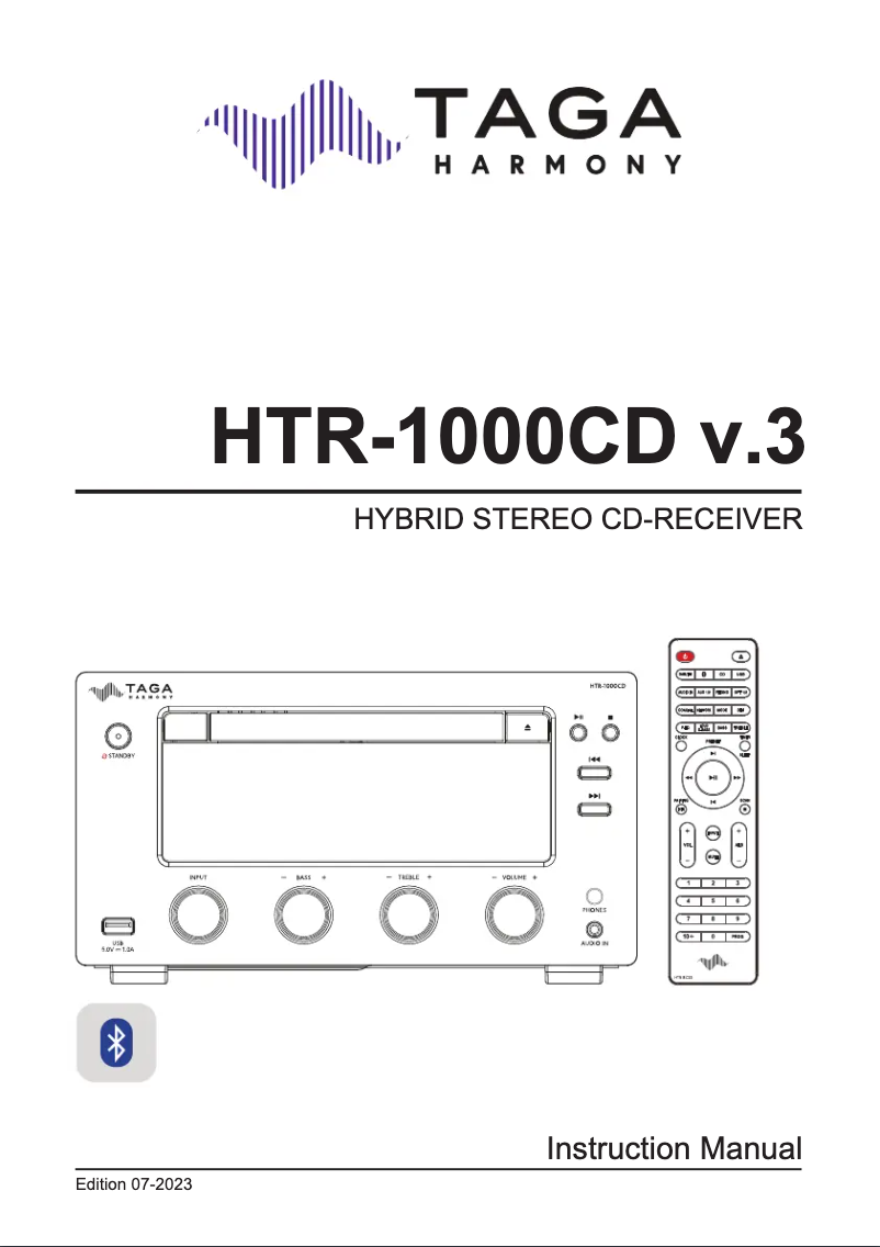 Page 1 of the manual User Manual Taga Harmony HTR-1000CD V.3