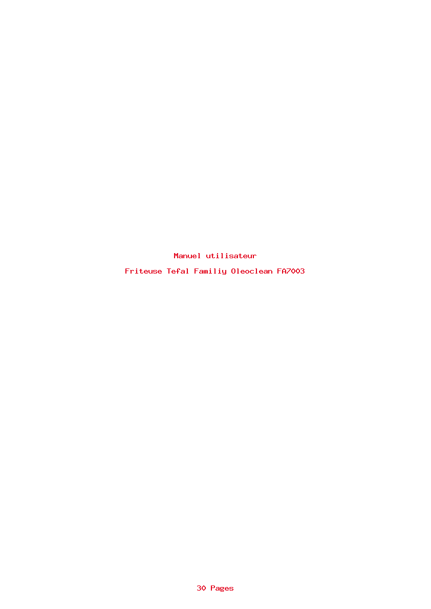 Page 1 de la notice Manuel utilisateur Tefal Familiy Oleoclean FA7003