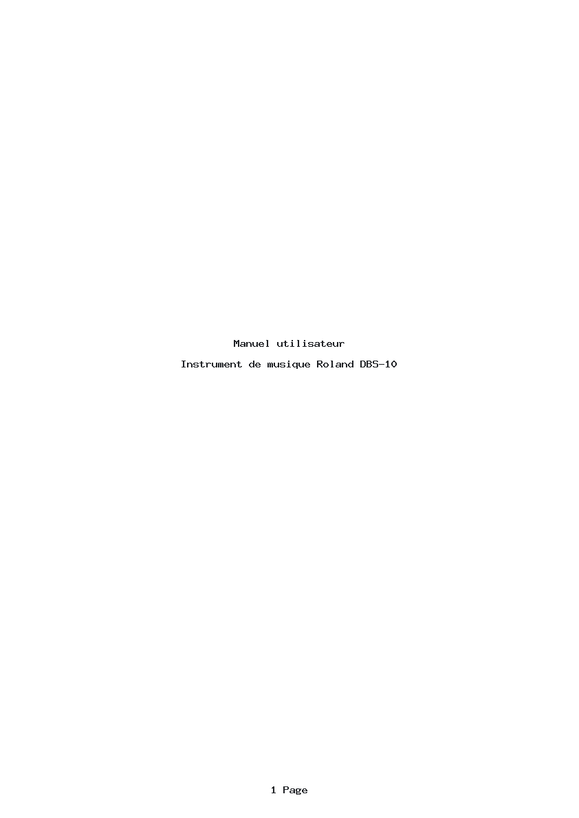 Page 1 de la notice Manuel utilisateur Roland DBS-10