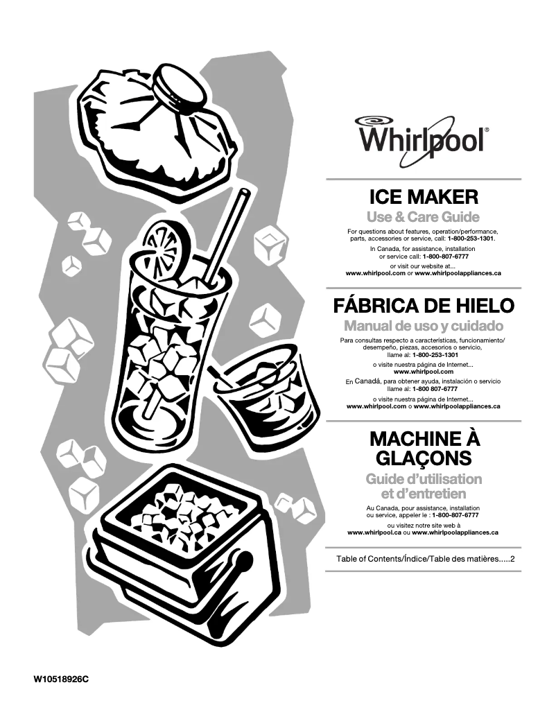 Page 1 of the manual Use and Maintenance Manual Whirlpool GI15NDXZ