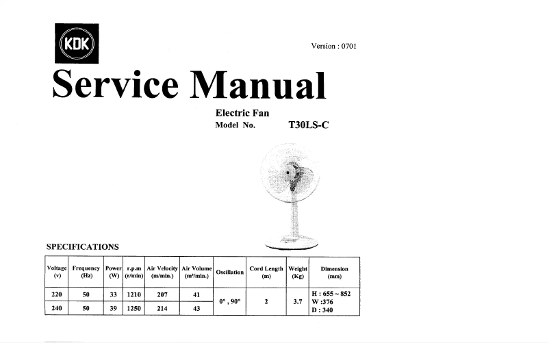 Image de la première page du manuel de l'appareil T30LS