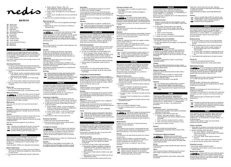 Page 1 de la notice Manuel utilisateur Nedis BATE110
