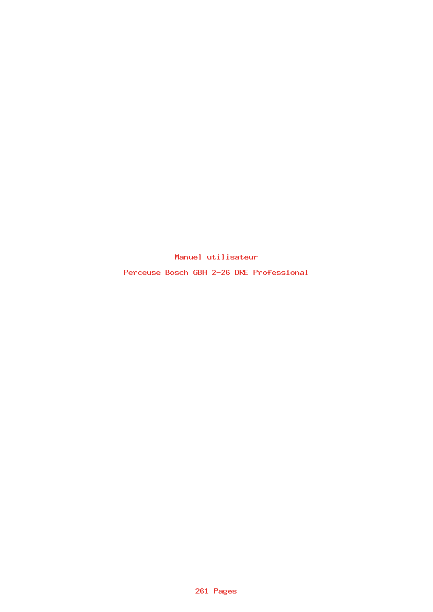Page 1 de la notice Manuel utilisateur Bosch GBH 2-26 DRE Professional