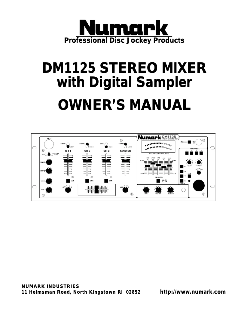 Page 1 de la notice Manuel utilisateur Numark DM1125