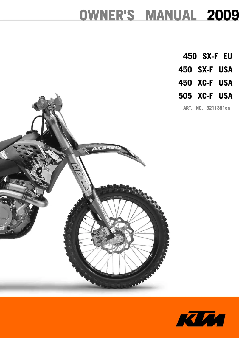 Page 1 de la notice Manuel utilisateur KTM 450 XC-F (2009)