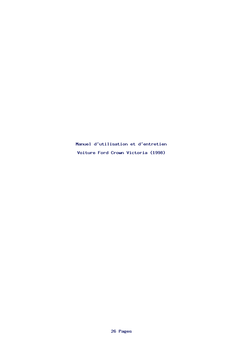 Page 1 de la notice Manuel d'utilisation et d'entretien Ford Crown Victoria (1998)