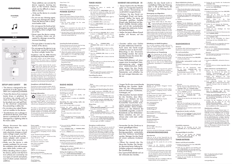 Page 1 de la notice Manuel utilisateur Grundig Sonoclock 3000