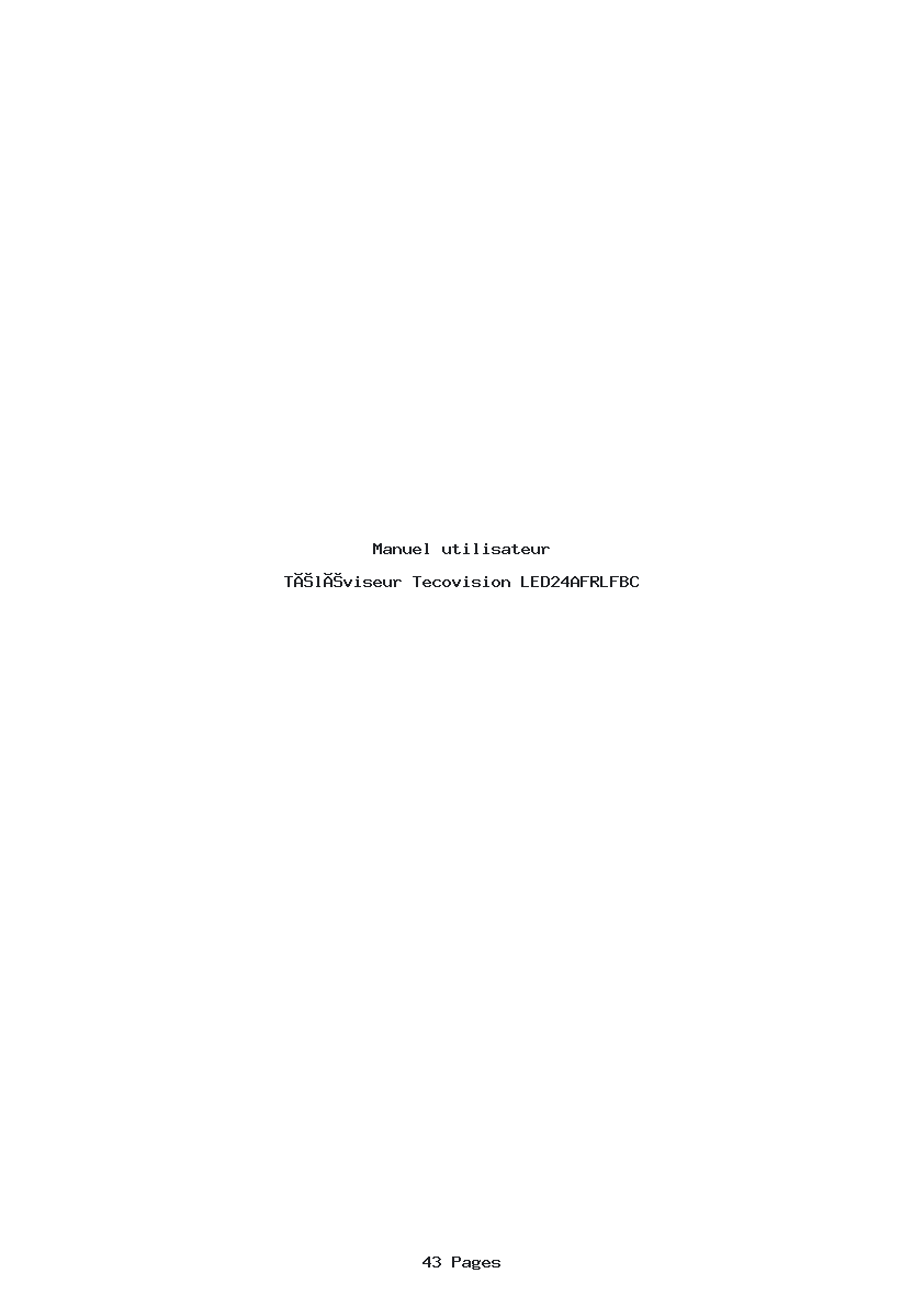 Page 1 de la notice Manuel utilisateur Tecovision LED24AFRLFBC
