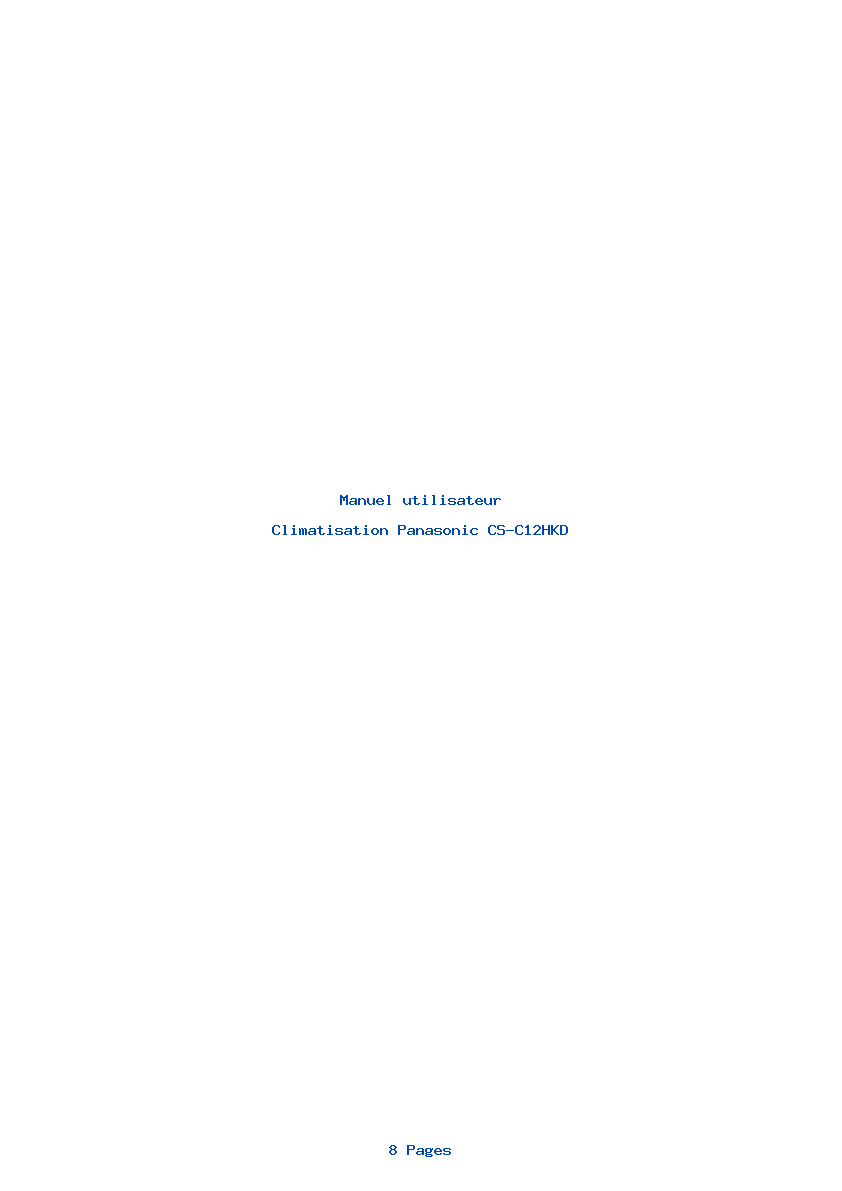 Page 1 de la notice Manuel utilisateur Panasonic CS-C12HKD