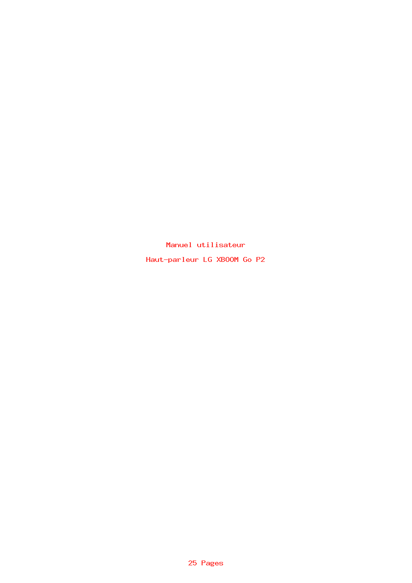 Page 1 de la notice Manuel utilisateur LG XBOOM Go P2