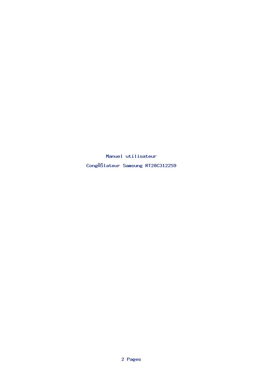 Page 1 de la notice Manuel utilisateur Samsung RT28C3122S9
