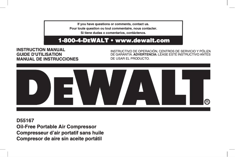 Page 1 of the manual User Manual DeWalt D55167