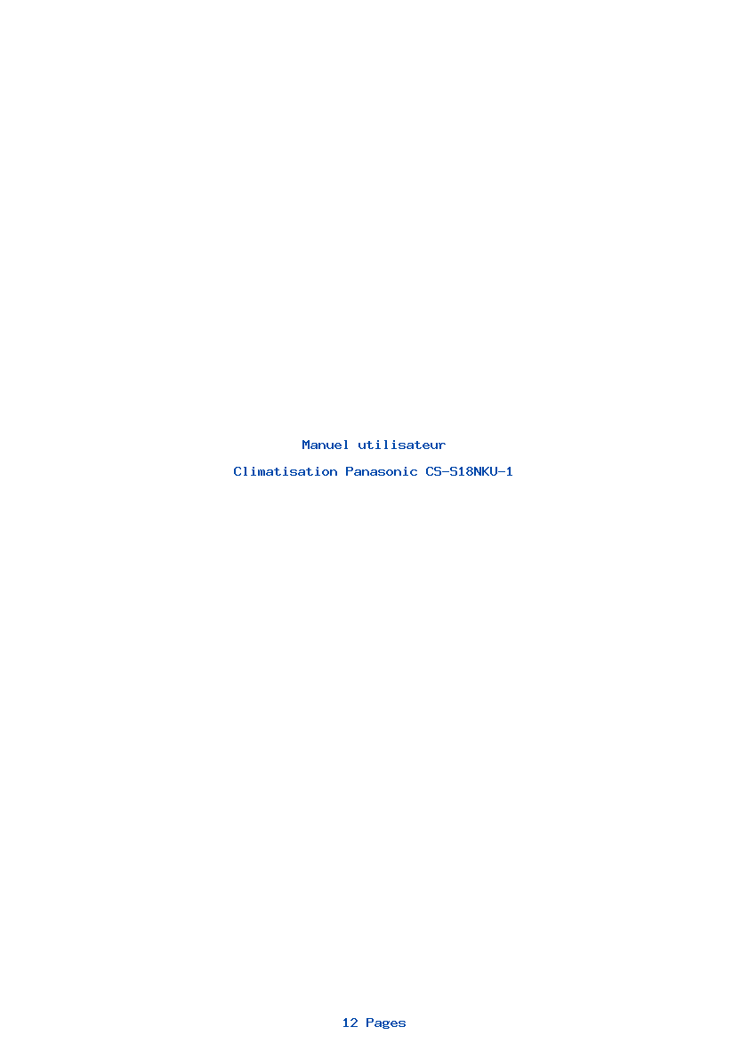 Page 1 de la notice Manuel utilisateur Panasonic CS-S18NKU-1