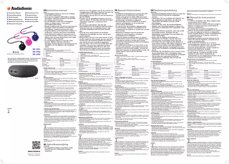 Page 1 de la notice Manuel utilisateur AudioSonic SK-1501