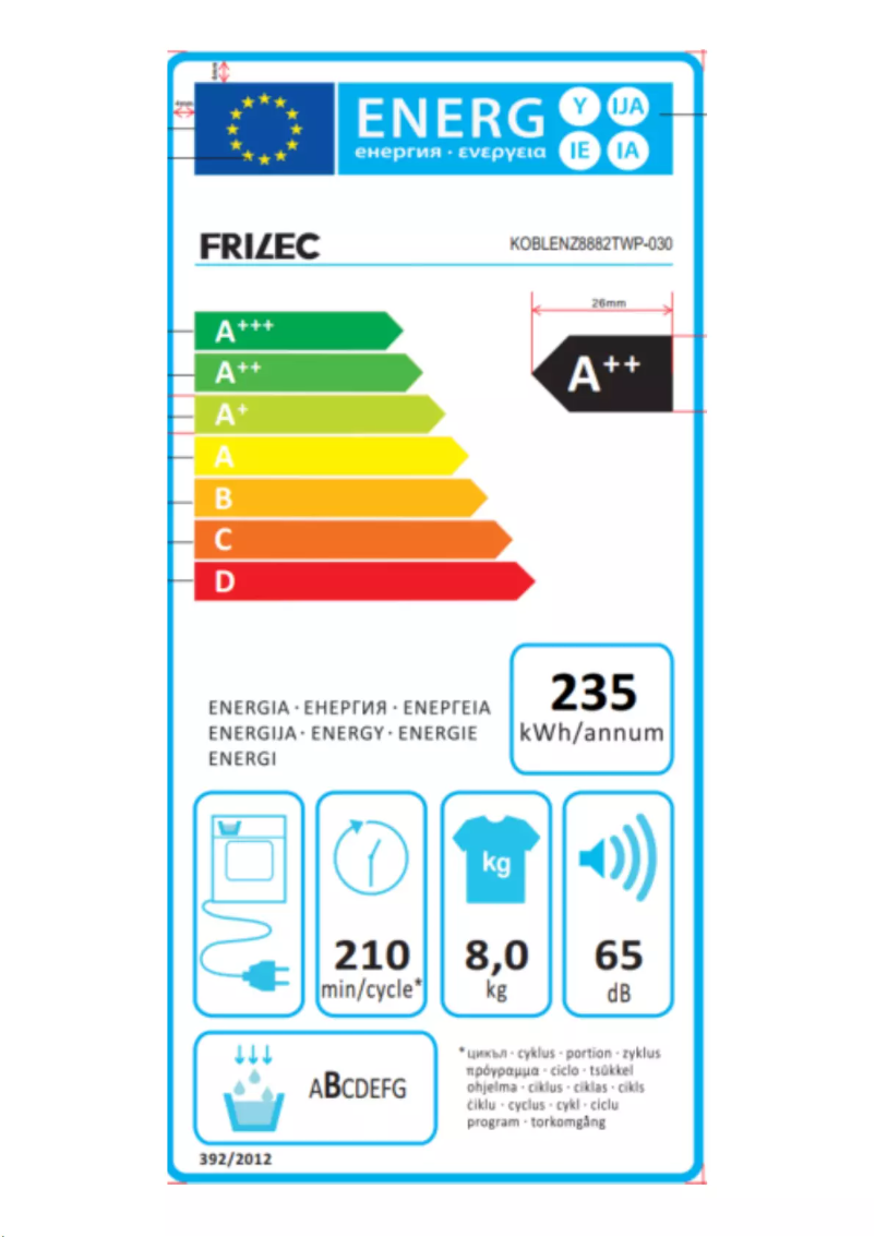 Página 1 del manual Etiqueta energética Frilec KOBLENZ8882TWP-030