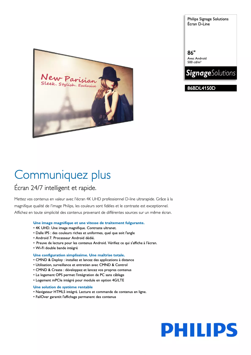 Image de la première page du manuel de l'appareil D-Line 86BDL4150D