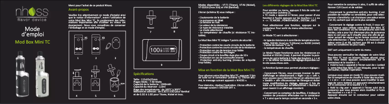 Page 1 de la notice Manuel utilisateur Nhoss Mod Box Mini TC