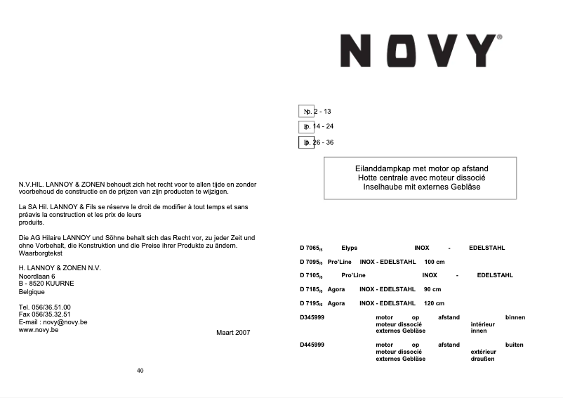 Page 1 de la notice Manuel utilisateur Novy Elyps 7065