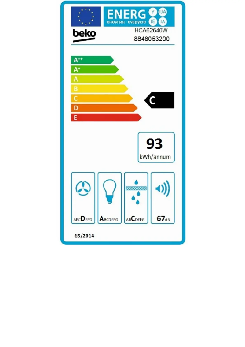 Page 1 de la notice Label énergétique Beko HCA62640W