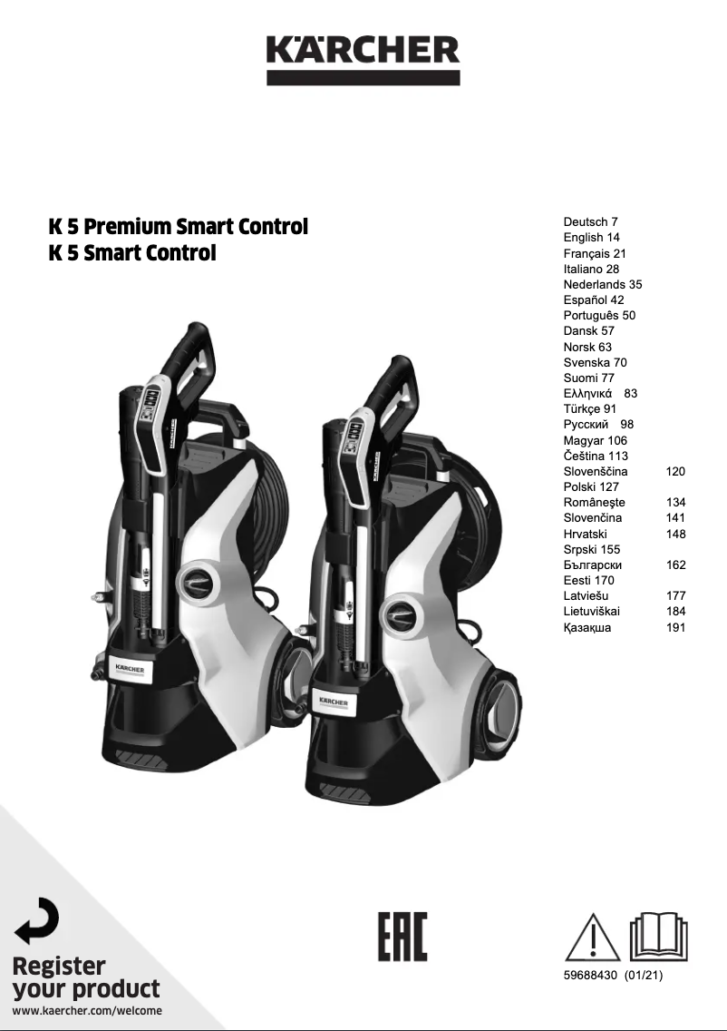 Page 1 de la notice Manuel utilisateur Kärcher K 5 Smart Control Home