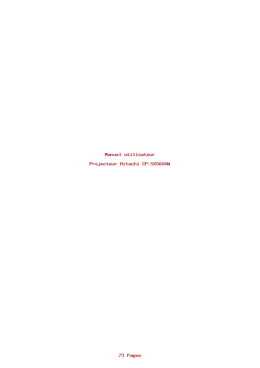 Page 1 de la notice Manuel utilisateur Hitachi CP-SX5600W