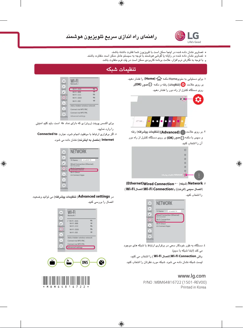 Page 1 de la notice Guide d'installation LG 55EG920T